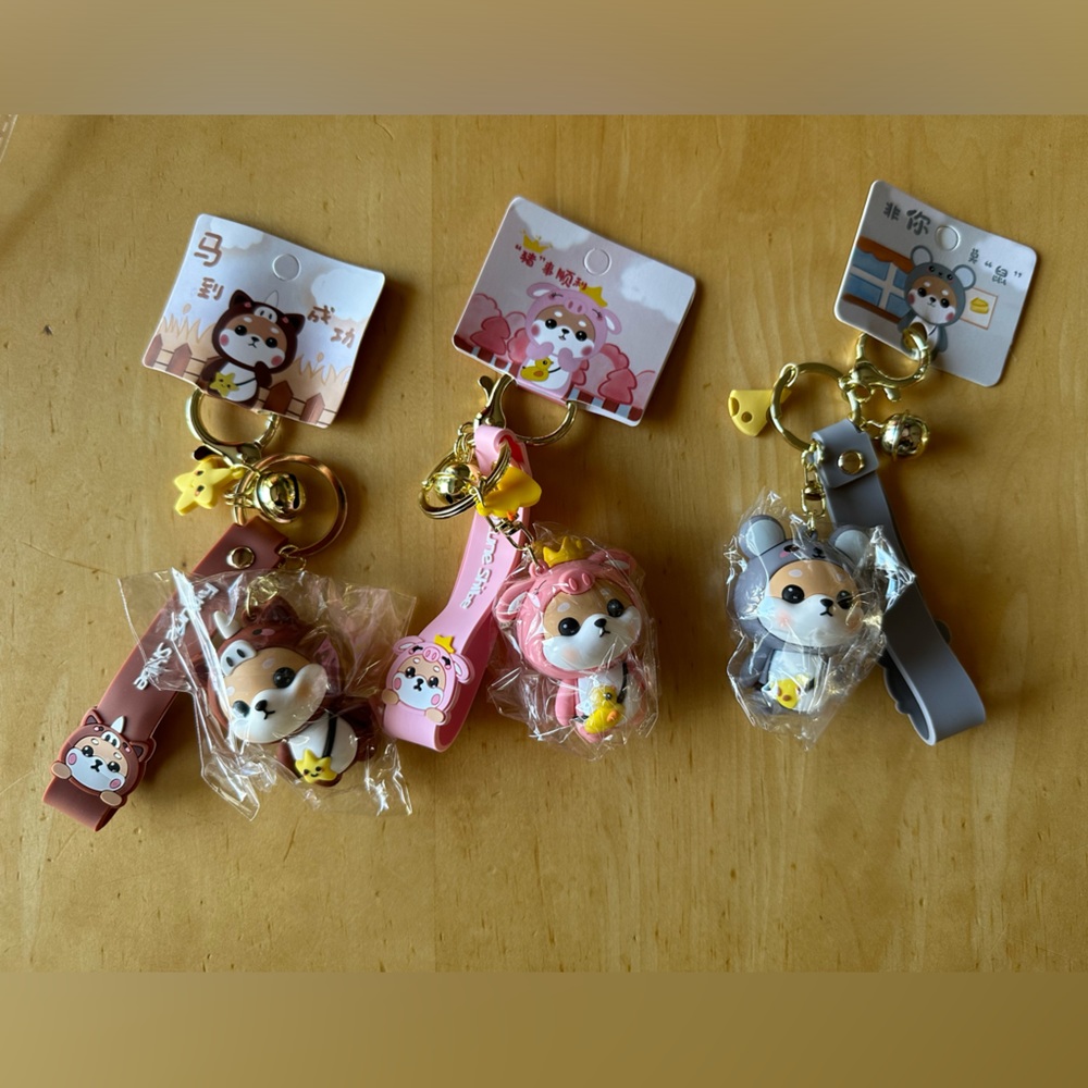 Set of Three Shiba Inu Zodiac Key Chains.